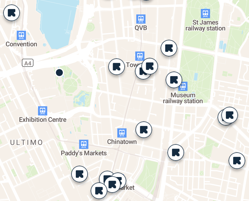 mappa del deposito bagagli di darling harbour